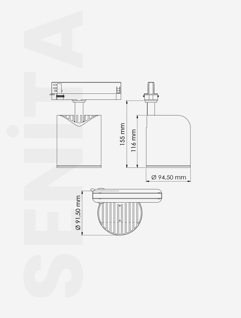 Masialux MR 1030-85 Track Spotlight Track Spotlight armatürü