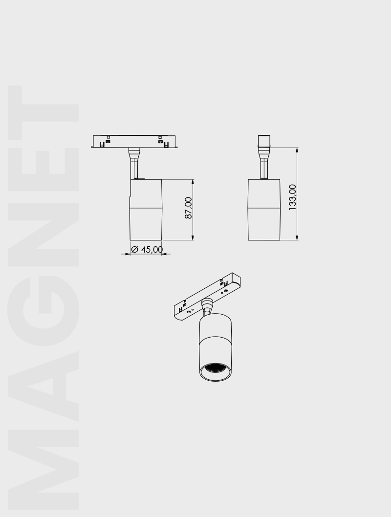 Masialux MRM 101-45 Magnet Ray Spot Magnet Ray Spot armatürü