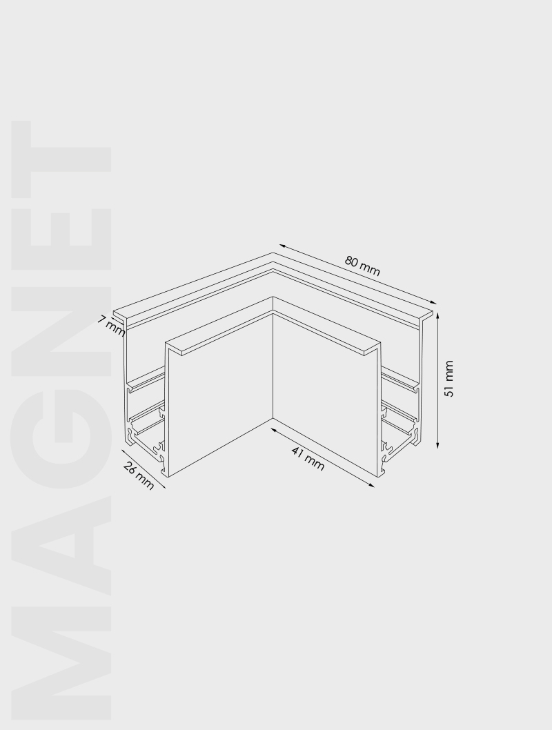Masialux MRM 4106 Sıva Altı Köşe Dönüş Magnet Ray armatürü