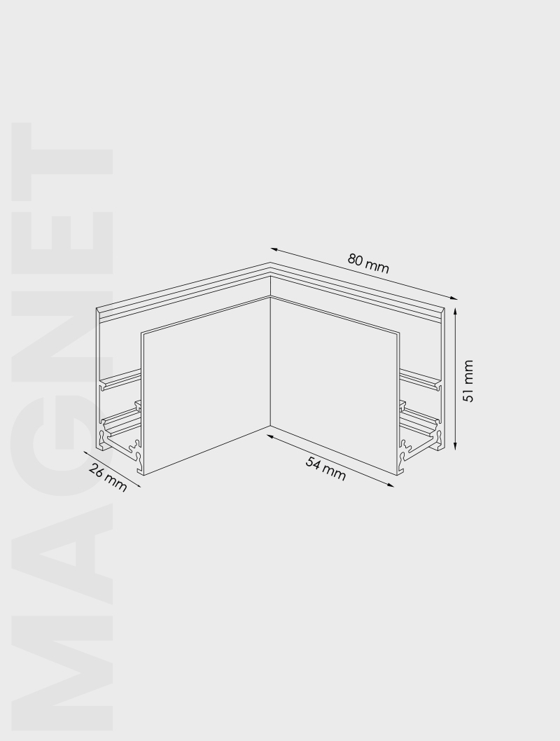Masialux MRM 5106 Sıva Üstü Köşe Dönüş Magnet Ray armatürü